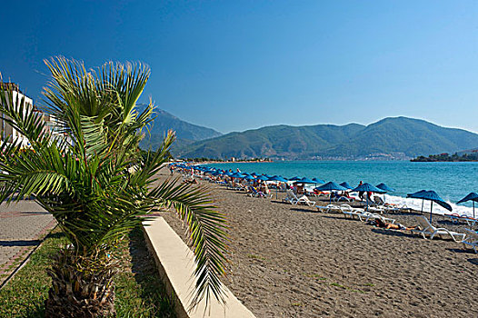 海滩,散步场所,靠近,费特希耶,土耳其,爱琴海,海岸