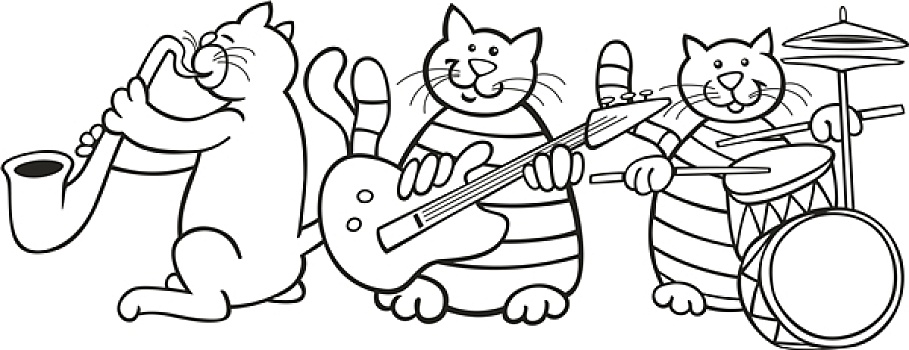猫,乐队,上色画册