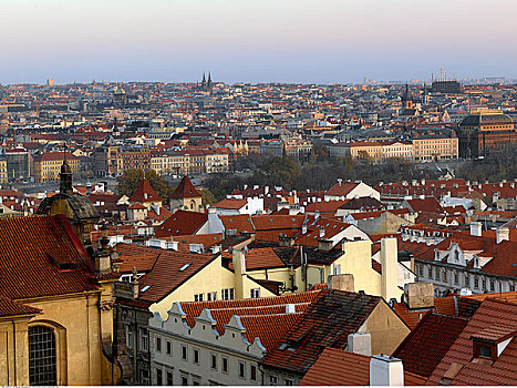 俯视,城市,布拉格,捷克共和国