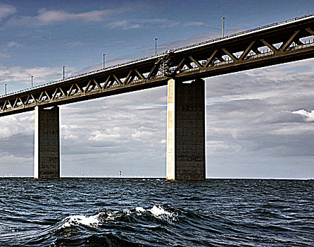 桥,上方,水,丹麦,瑞典