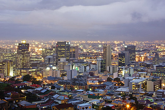 俯视,城市,黄昏,开普敦,西海角,南非