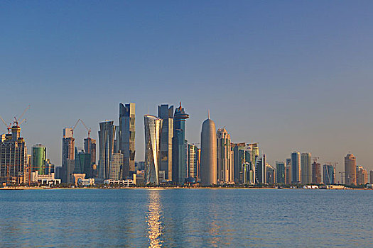 卡塔尔,多哈,城市,西部,湾,天际线