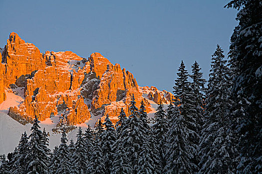 日出,冬天,风景,白云岩,意大利,欧洲
