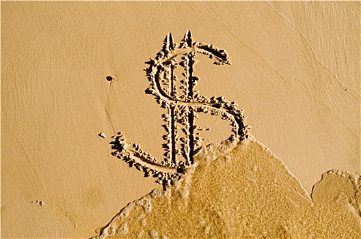 美元符号,沙子