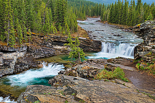 瀑布,加拿大,落基山脉,卡纳纳斯基斯,艾伯塔省