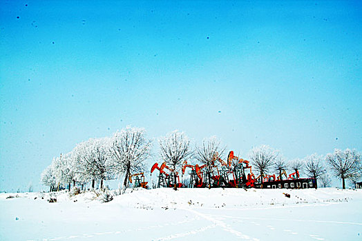 大庆油田冬季采油景观