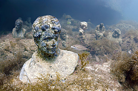 水下,博物馆,雕塑,岬角,黑海,克里米亚,乌克兰,东欧