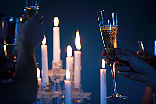 祝酒,香槟,烛光