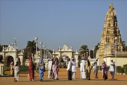 印度人,正面,城市宫殿,迈索尔,印度,南亚