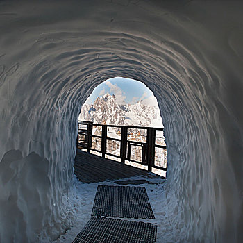 隧道,堆,雪,人行道,隆河阿尔卑斯山省,法国