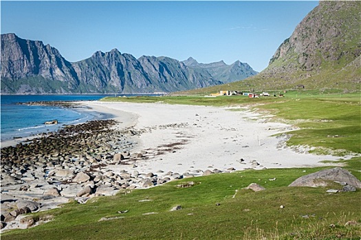 漂亮,风景,海滩,挪威,罗浮敦群岛
