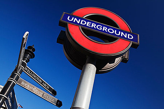 英格兰,伦敦,海德公园,伦敦地铁标志,路标,指向,方向,许多,旅游胜地