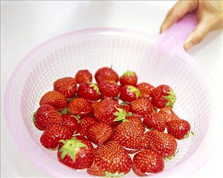 洗,草莓,过滤器