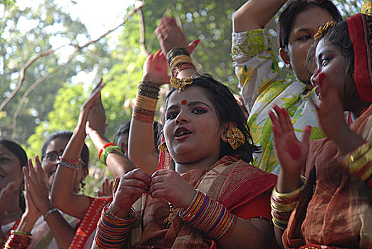 唱,跳舞,艺术,收获节,十一月,达卡,孟加拉
