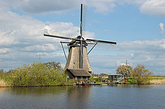 荷兰,荷兰南部,小孩堤防风车村,风车