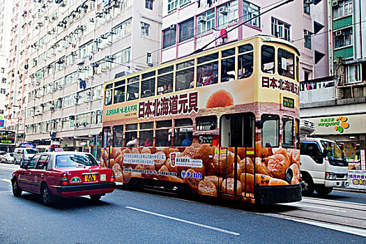 亚洲,中国,香港,双层巴士,缆车,忙碌,香港岛
