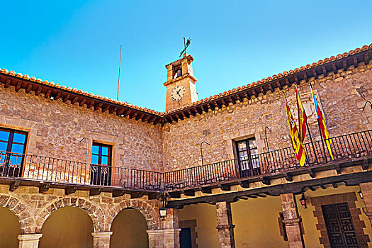 阿巴拉钦酒店,市政厅,中世纪,城镇,乡村,特鲁埃尔,西班牙