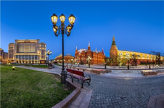 广场,莫斯科,克里姆林宫,晚上,俄罗斯