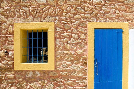 地中海,蓝色,门,窗户,福门特拉岛