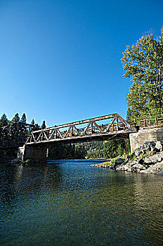 男孩,跳跃,架柱桥,壶河,省立公园,加拿大