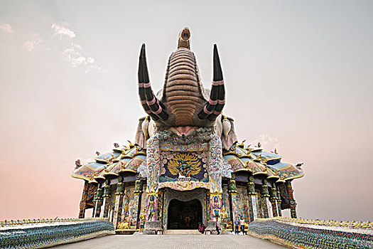 桥,入口,大象,庙宇,寺院,省,泰国,亚洲