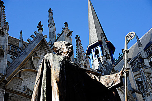 雕塑,正面,大教堂,地点,市中心,布鲁塞尔,比利时,荷比卢,欧洲