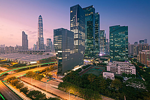 中国广东深圳福田中心区都市夜景