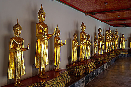 金色,雕塑,寺院,卧佛寺,曼谷,泰国,亚洲
