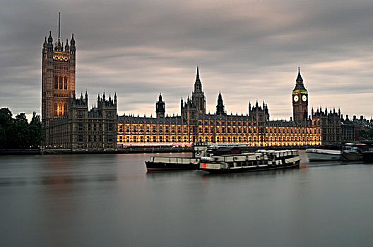 英格兰,伦敦,议会大厦,黄昏