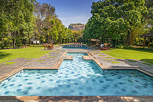 游泳池,风景,石头,宫殿,酒店,锡吉里耶,中央省,斯里兰卡,亚洲