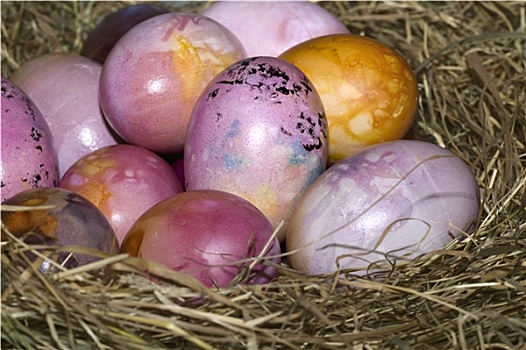稻草,彩色,复活节彩蛋