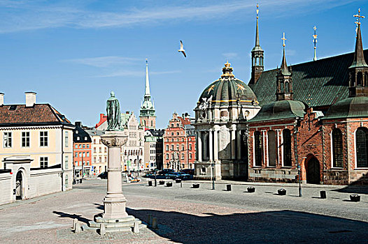 教堂,城镇广场,骑士岛,斯德哥尔摩,瑞典