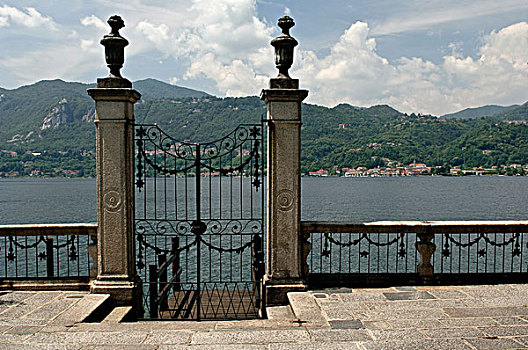 大门,花园,宫殿,奥尔达湖地区,湖,意大利,欧洲