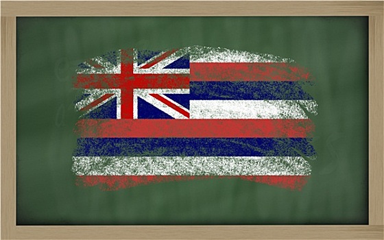 旗帜,美国,夏威夷,黑板,涂绘,粉笔