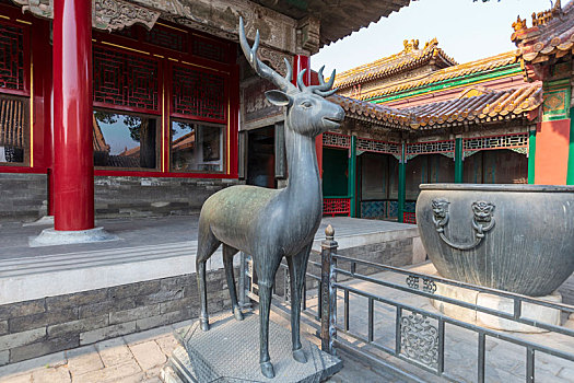北京故宫储秀宫前铜鹿