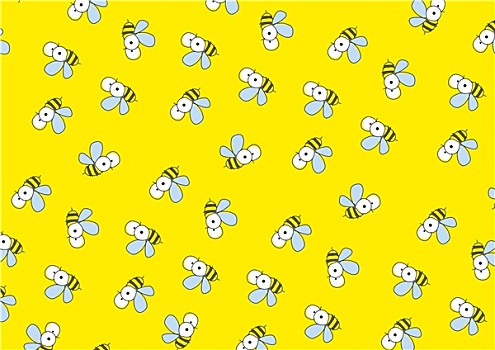 黄色背景,蜜蜂