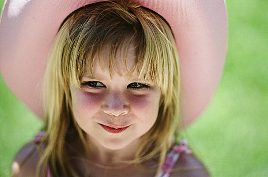 肖像,小女孩,戴着,牛仔帽,加利福尼亚,美国