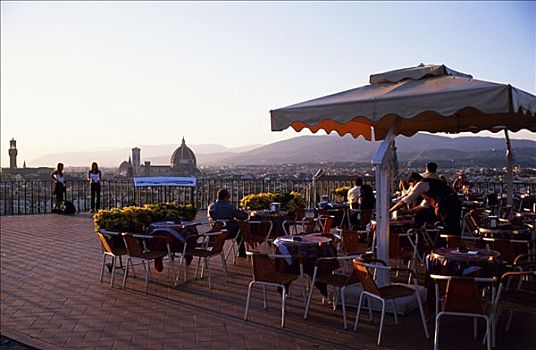 咖啡,米开朗基罗,远眺,佛罗伦萨,日落,中央教堂,背景