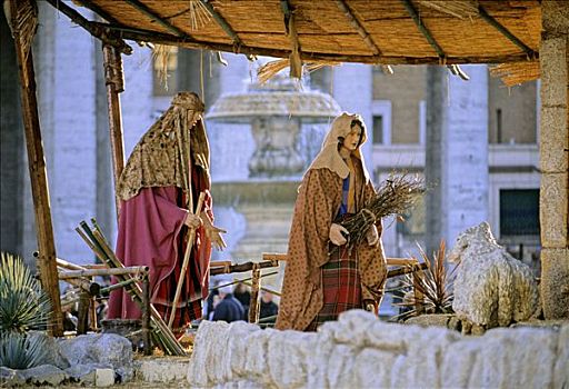 基督降生场景,圣彼得广场,梵蒂冈城,罗马,意大利,欧洲