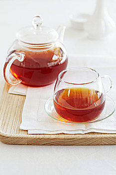 茶,玻璃茶壶,杯子