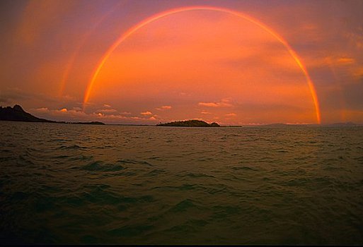 彩虹,上方,泻湖,波拉岛,塔希提岛,法属玻利尼西亚