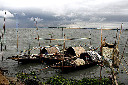 孟加拉,三个,船,生活方式,一起,分享,普通,卫生间,右边,2007年