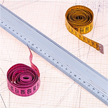 粉色,黄色,测量,磁带,金属,尺子
