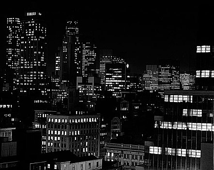 美国,纽约,摩天大楼,夜晚