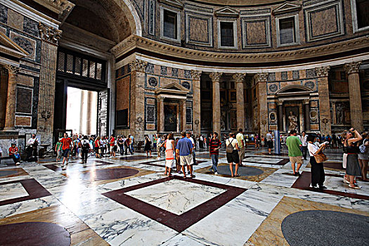 意大利,拉齐奥,罗马,祠庙,教堂,室内,拱顶天花板,游客