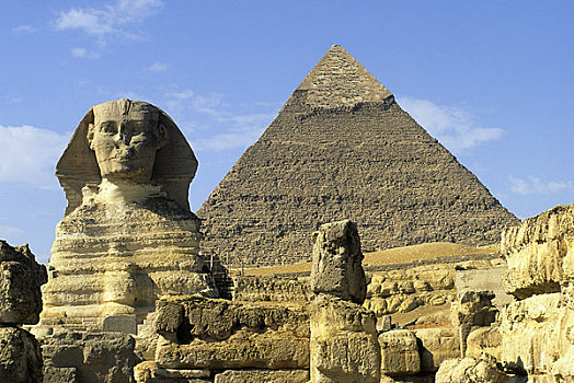 埃及,开罗,吉萨金字塔,狮身人面像,金字塔,背景