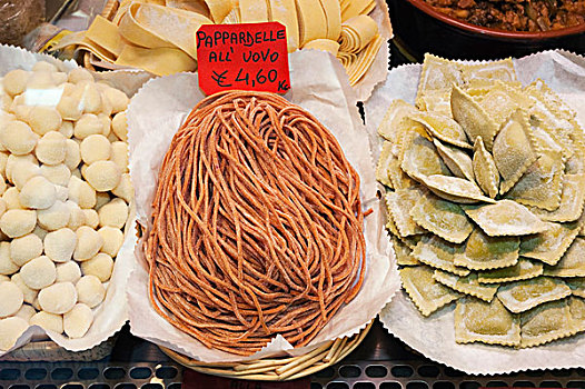 意大利面,宽面条,小方饺,市场,佛罗伦萨,托斯卡纳,意大利,欧洲