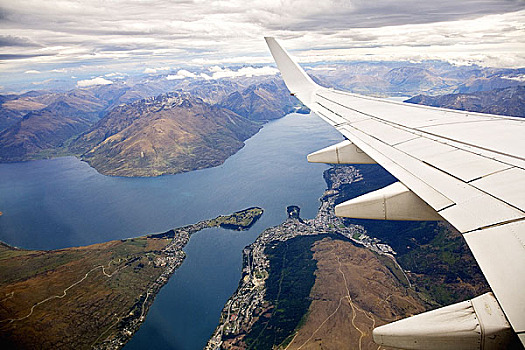 山峦,瓦卡蒂普湖,飞机,皇后镇,新西兰
