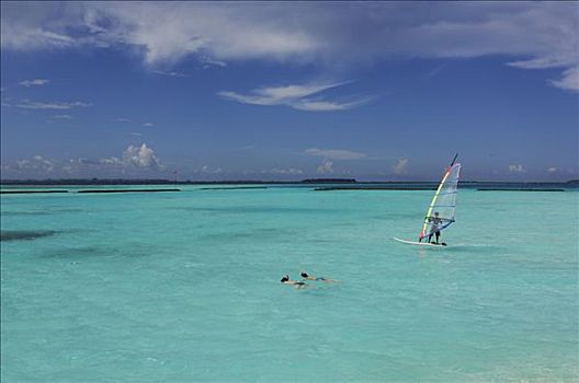 风帆冲浪者,满月,胜地,马尔代夫,印度洋