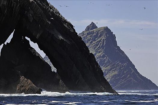 石头,大门,小,斯凯利格,后面,岛屿,爱尔兰